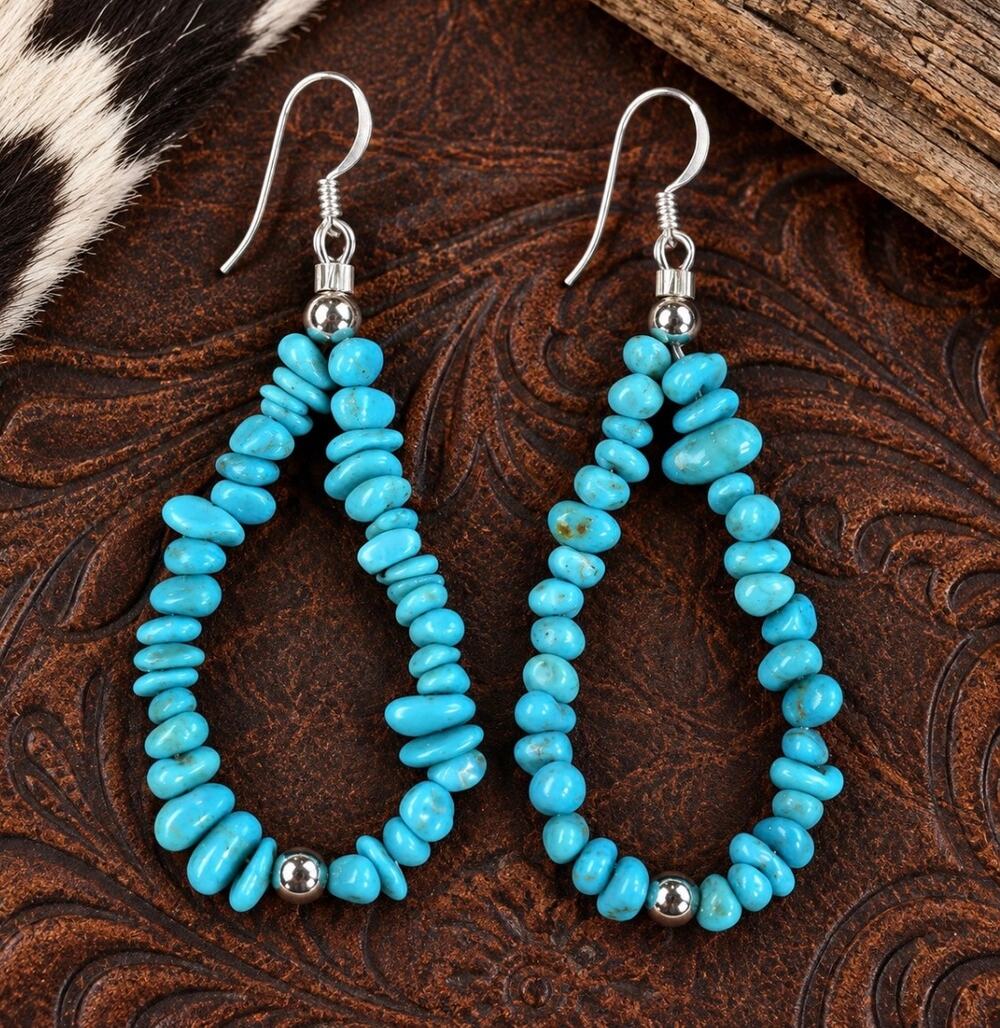 2" Kingman Turquoise Nugget Dangle Earrings – Sterling Silver